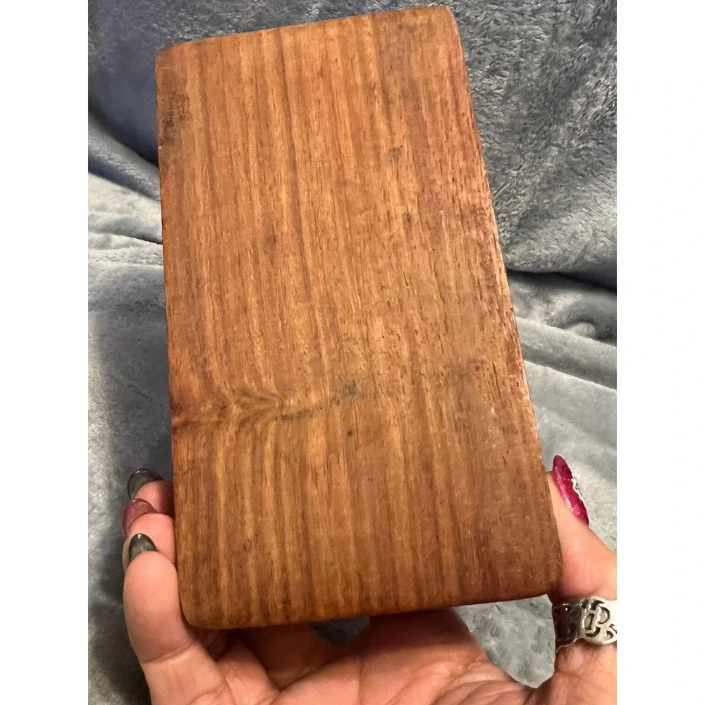 Vintage Carved Wooden Trinket Box Jewelry Keepsake Storage Hinged Lid Decorative